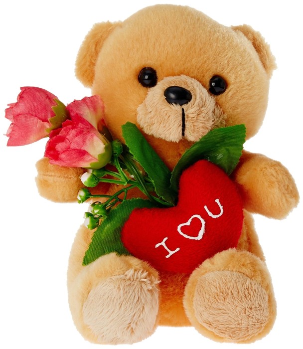 Happy Teddy Day 2016 I Love You Teddy With Flower Stuffed, Soft and Plush